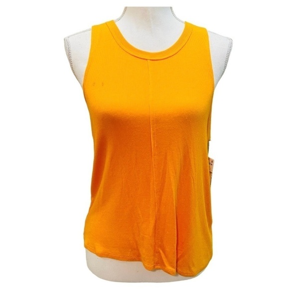 Zella Orange Ribbed Tank Top Small NWT NEW! - Picture 1 of 9